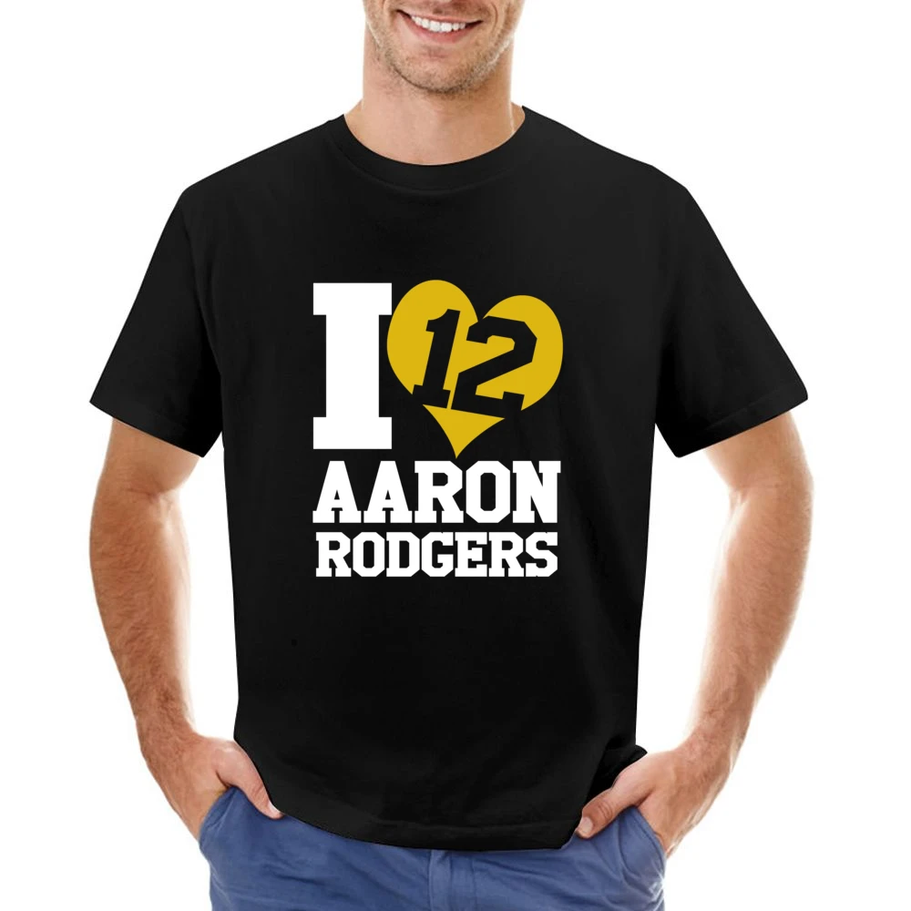 I Heart Love Arron Rodgers 12 Fun Green Bay Football Graphic Fan T Shi Asian Size Men T-Shirt