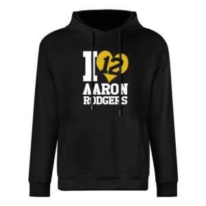 I Heart Love Arron Rodgers 12 Fun Green Bay Football Graphic Fan T Shi European Size Men Hoodie