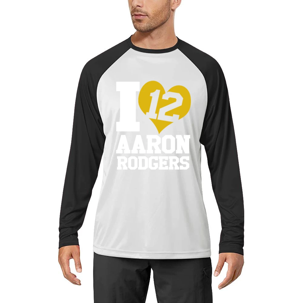 I Heart Love Arron Rodgers 12 Fun Green Bay Football Graphic Fan T Shi Men Long Sleeve T-Shirt