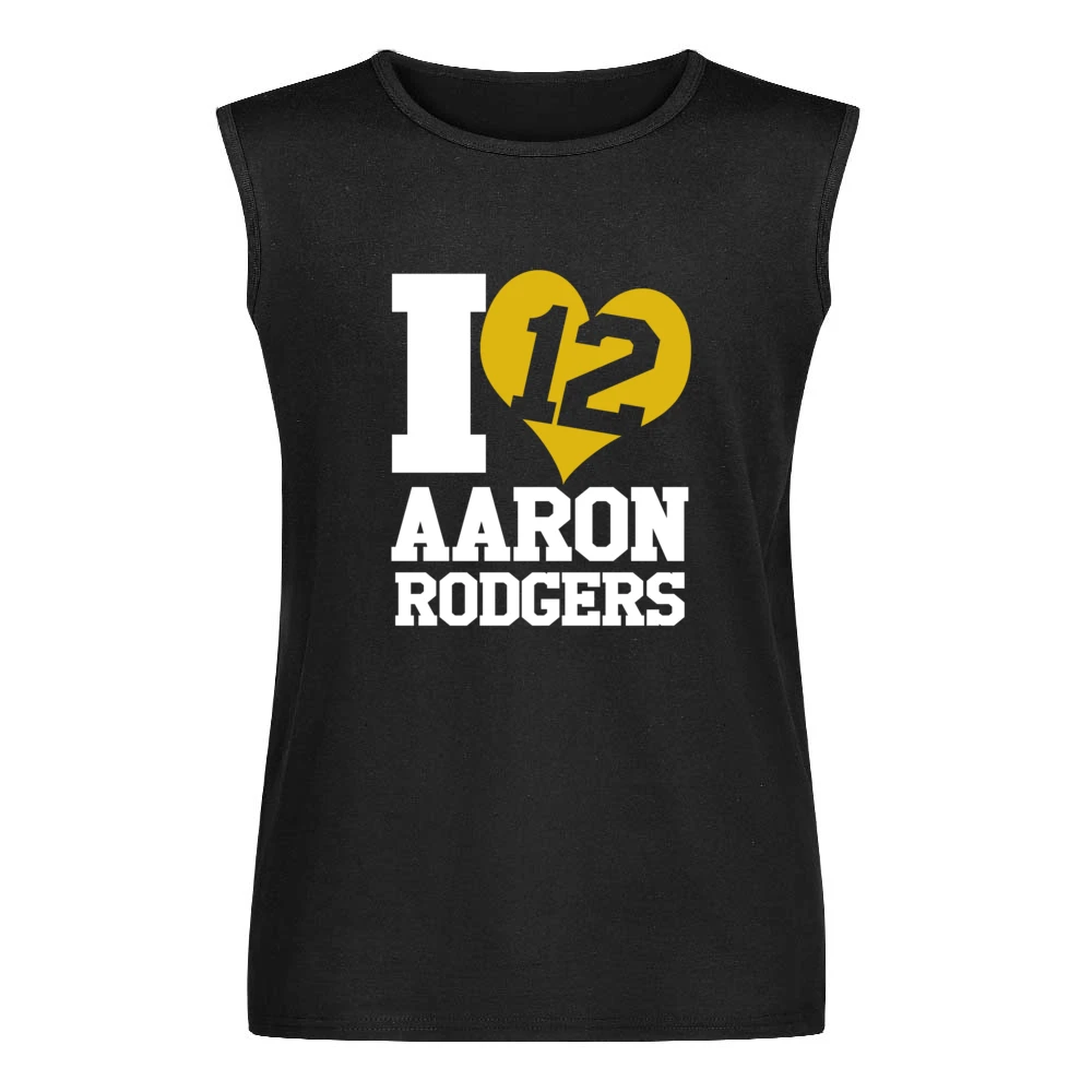I Heart Love Arron Rodgers 12 Fun Green Bay Football Graphic Fan T Shi Men Sleeveless T-Shirt