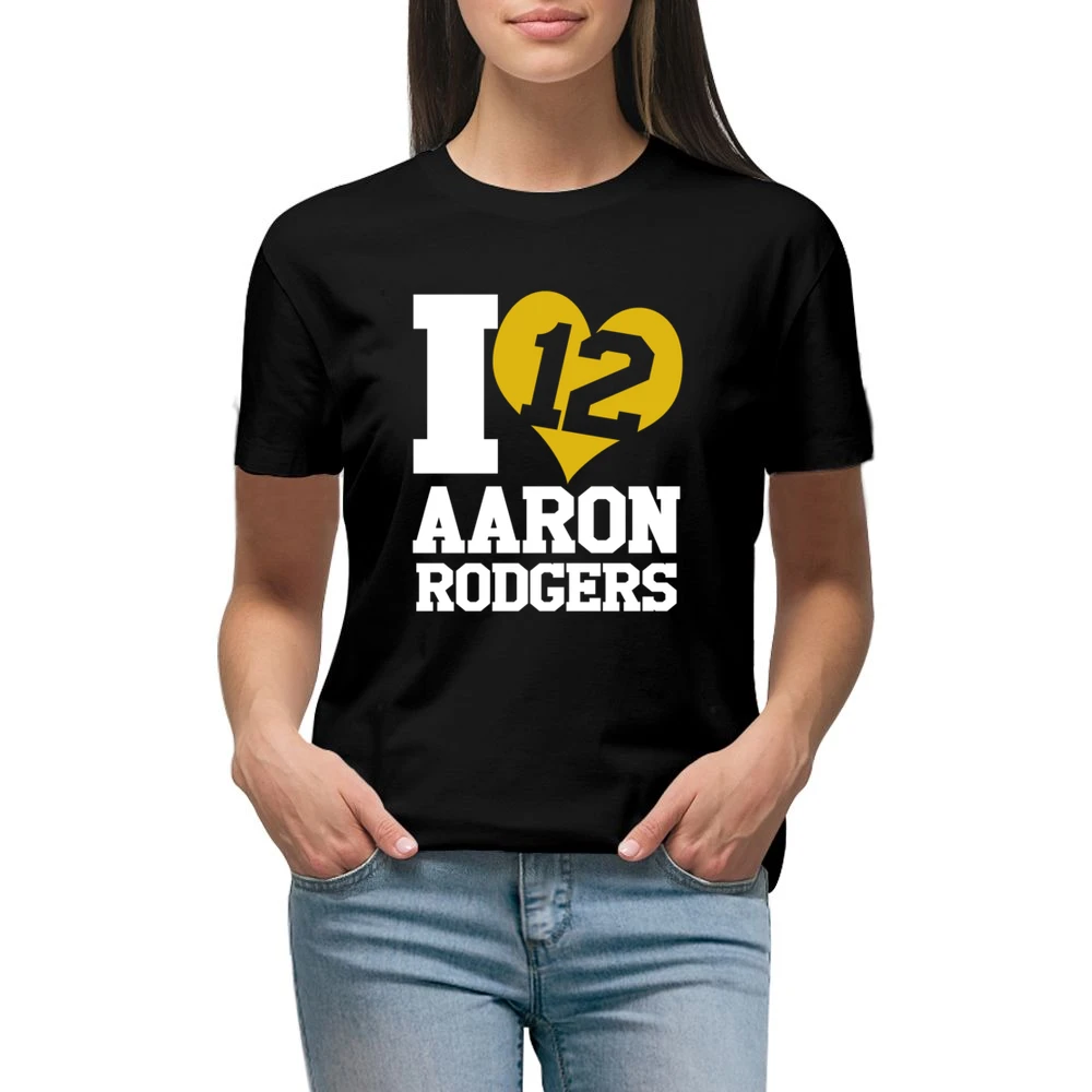 I Heart Love Arron Rodgers 12 Fun Green Bay Football Graphic Fan T Shi Premium Women Ladies T-shirt