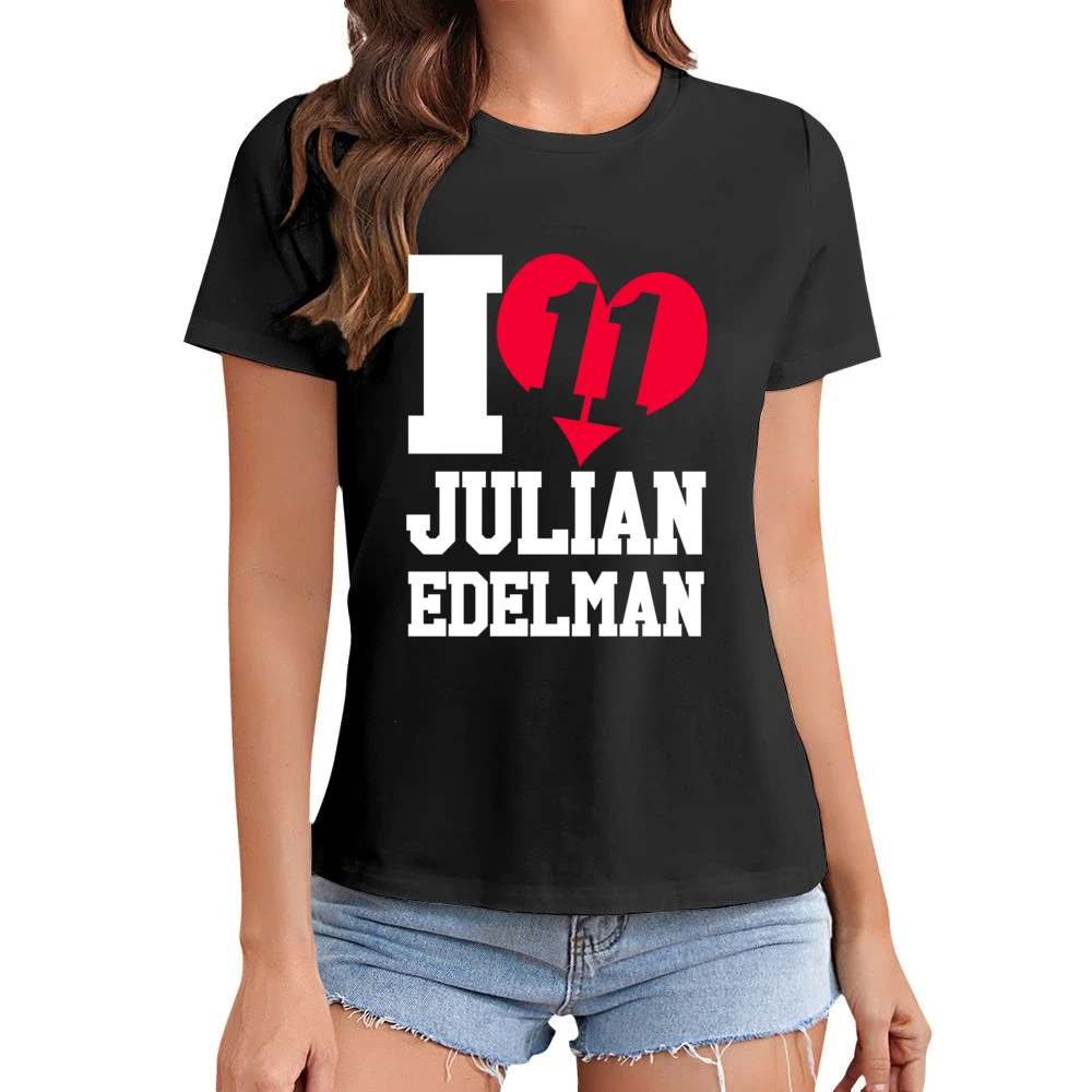 I Heart Love Julian Edelman 11 Fun New England Football Fan Graphic T Asian Size Women Ladies T-shirt