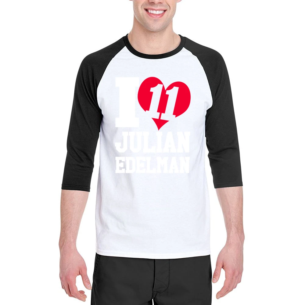 I Heart Love Julian Edelman 11 Fun New England Football Fan Graphic T Men 3/4 Sleeve T-Shirt