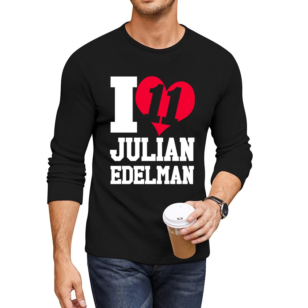 I Heart Love Julian Edelman 11 Fun New England Football Fan Graphic T Men CrewNeck Long Sleeve T-Shirt