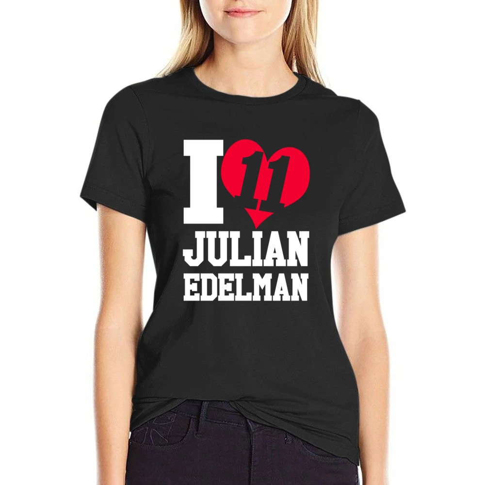 I Heart Love Julian Edelman 11 Fun New England Football Fan Graphic T US Size Women Ladies T-shirt