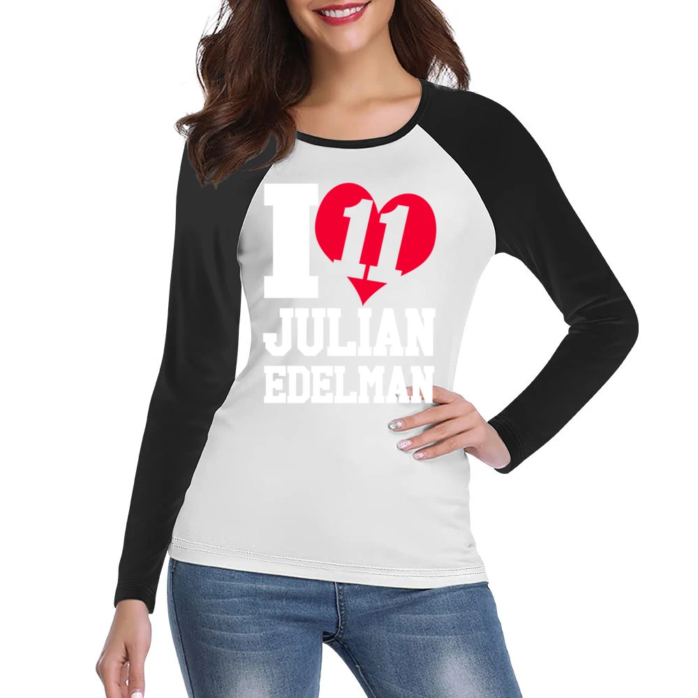 I Heart Love Julian Edelman 11 Fun New England Football Fan Graphic T Women Ladies Long Sleeve T-Shirt