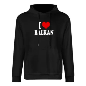 I Love Balkan Fun Heart Graphic Tee Shirt European Size Men Hoodie