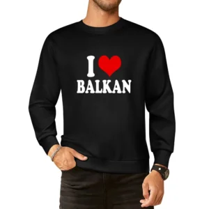 I Love Balkan Fun Heart Graphic Tee Shirt European Size Pullover Sweater