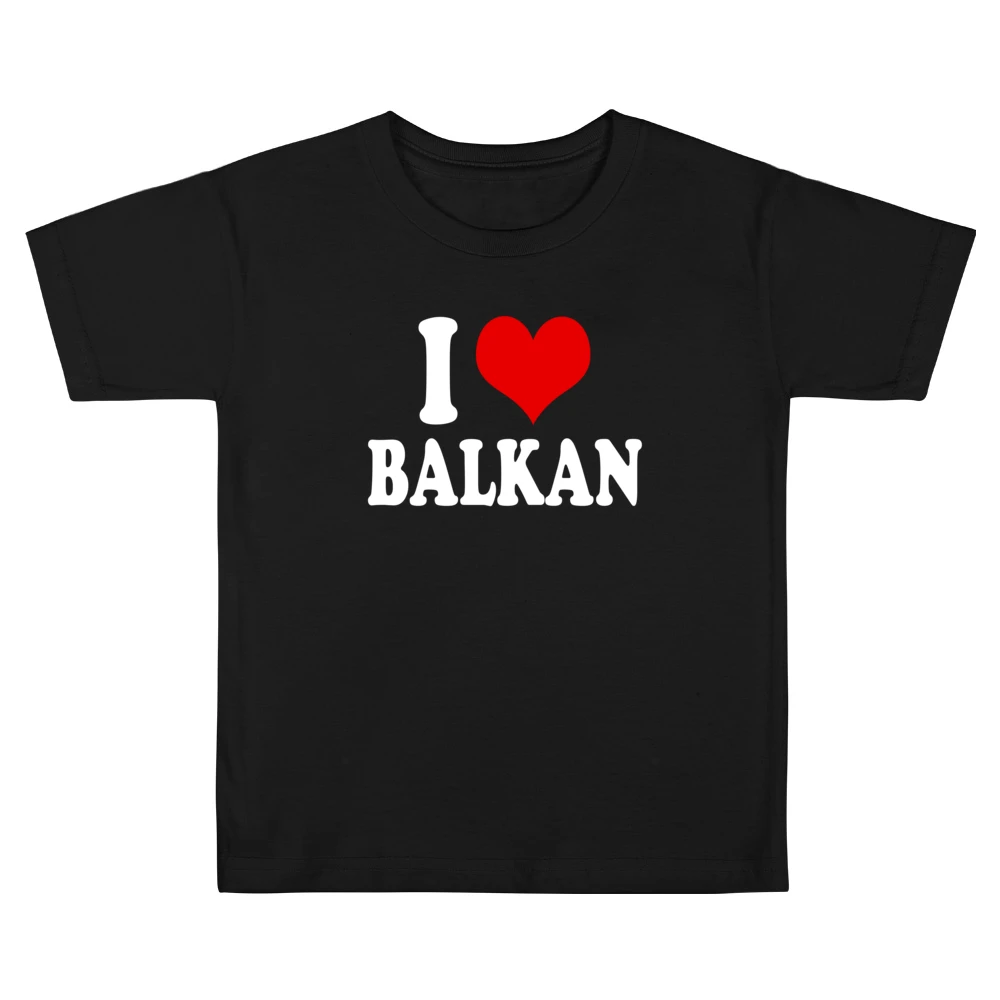 I Love Balkan Fun Heart Graphic Tee Shirt Kids Boys Girls T-Shirt