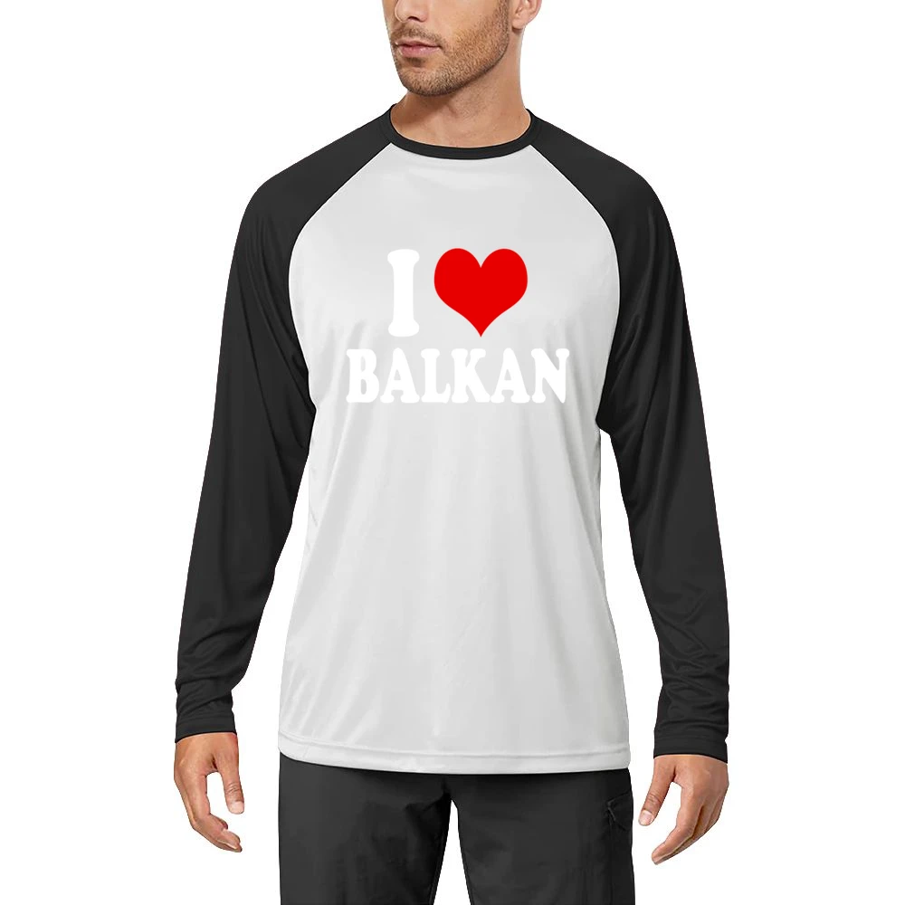 I Love Balkan Fun Heart Graphic Tee Shirt Men Long Sleeve T-Shirt