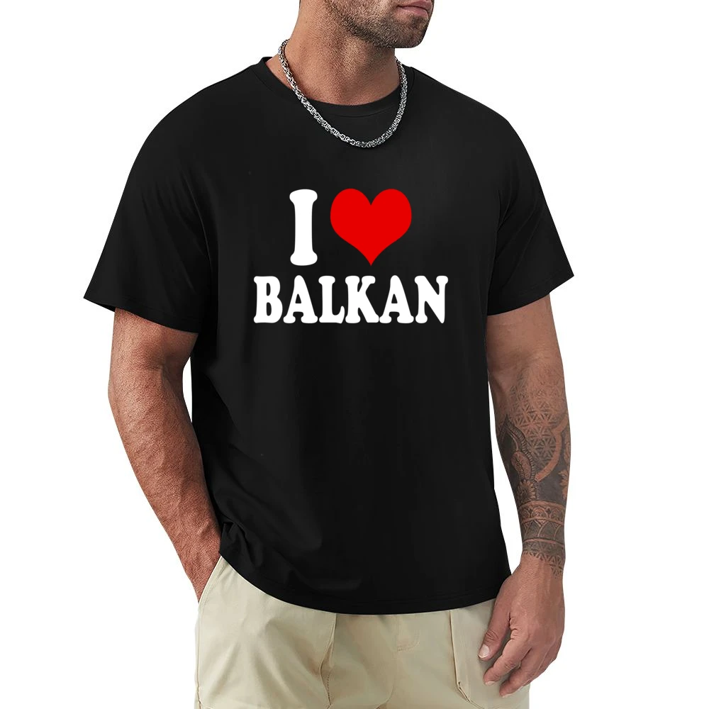 I Love Balkan Fun Heart Graphic Tee Shirt Premium Men T-shirt