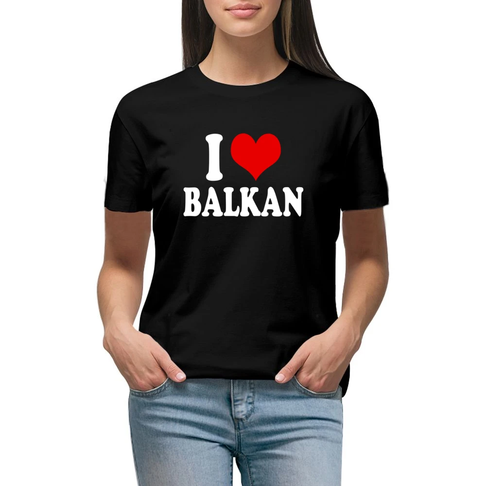 I Love Balkan Fun Heart Graphic Tee Shirt Premium Women Ladies T-shirt