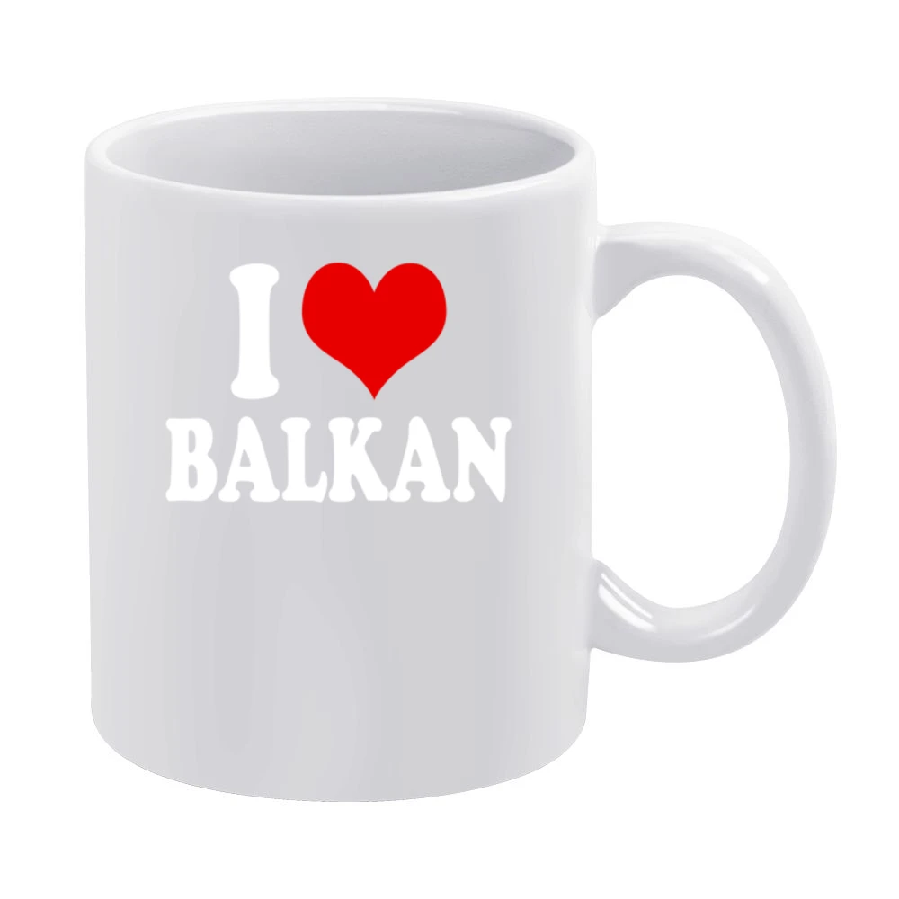 I Love Balkan Fun Heart Graphic Tee Shirt White Mug