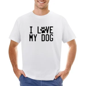 I Love My Dog Graphic Paw Print Tee Shirt Asian Size Men T-Shirt