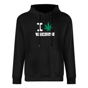 I Love Washington Cannabis Weed Pot Leaf European Size Men Hoodie