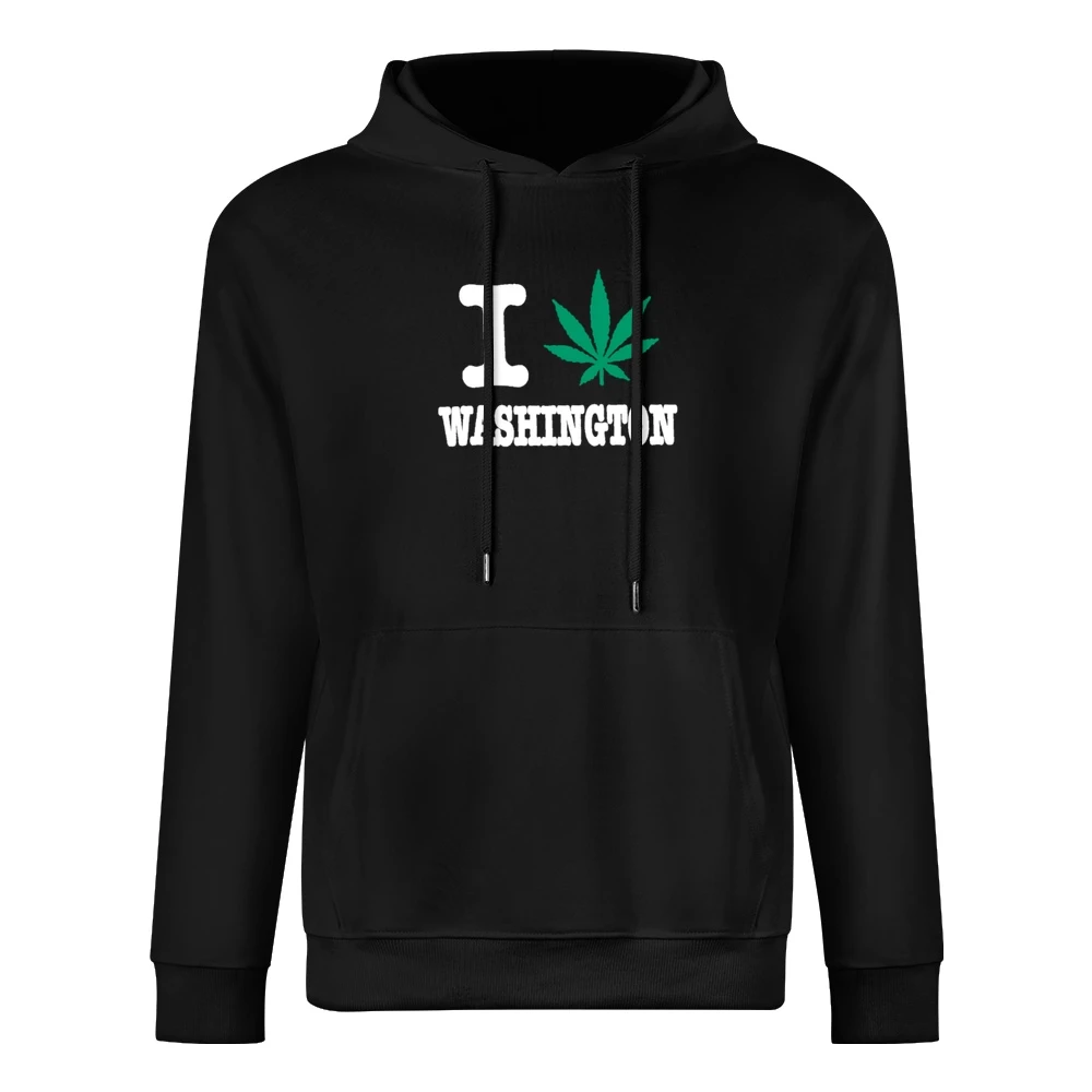 I Love Washington Cannabis Weed Pot Leaf European Size Men Hoodie