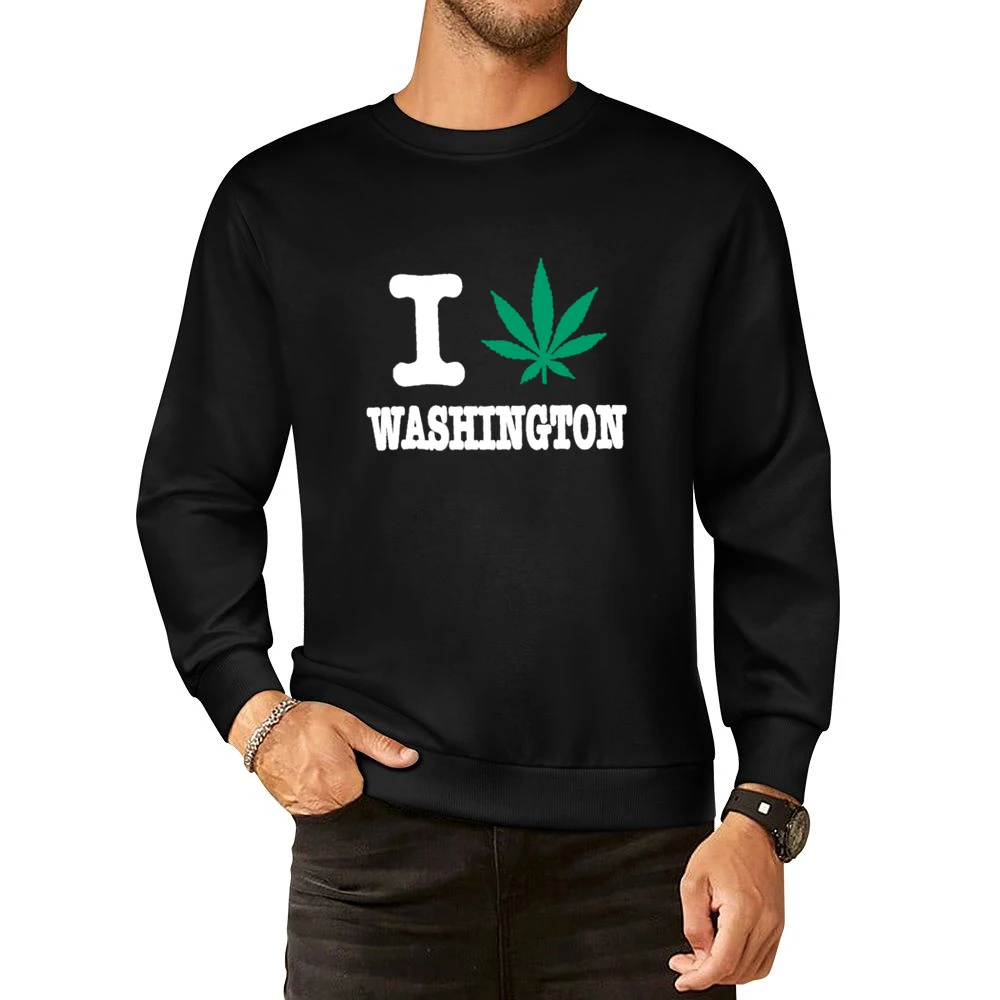 I Love Washington Cannabis Weed Pot Leaf European Size Pullover Sweater