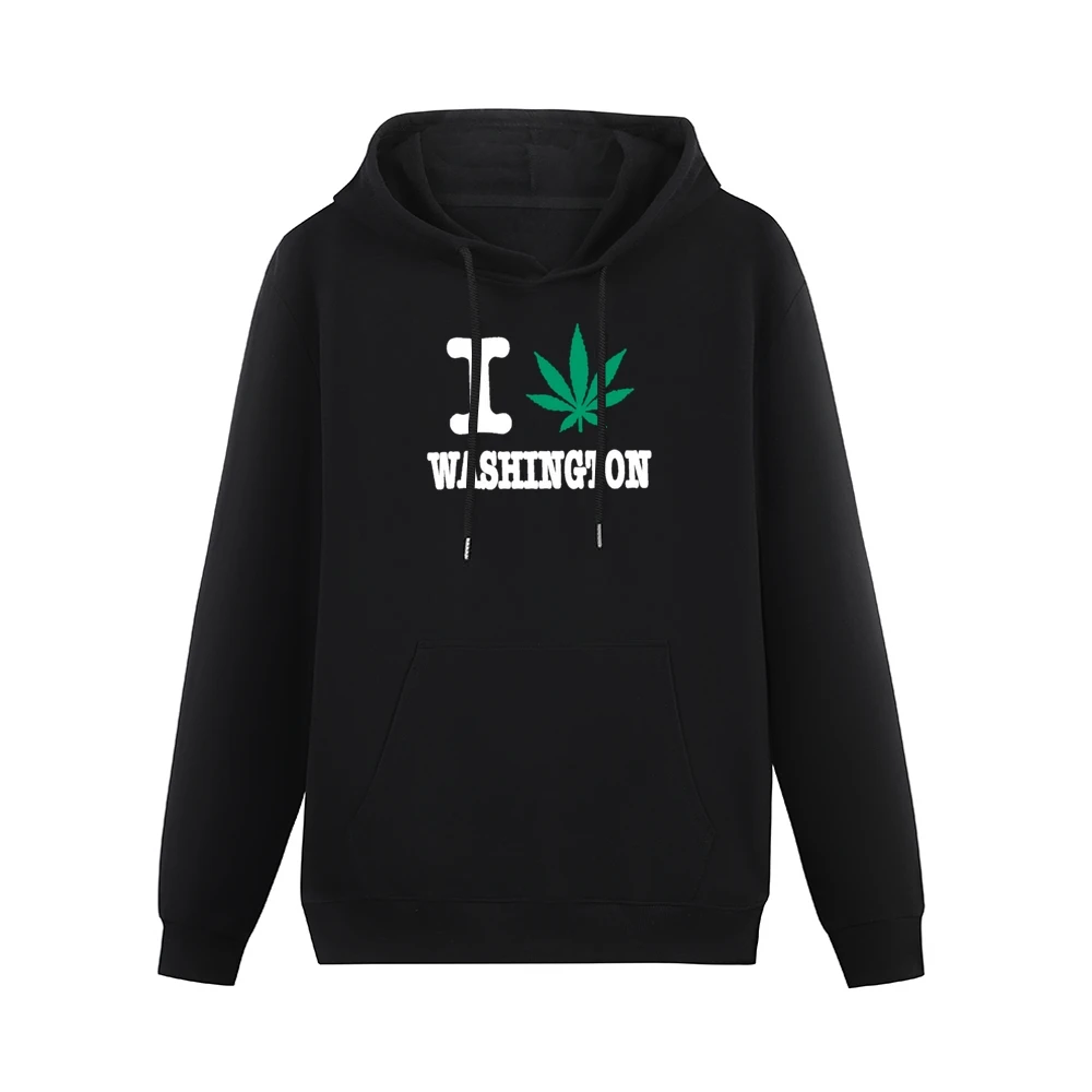I Love Washington Cannabis Weed Pot Leaf Men Hoodie With Pocket