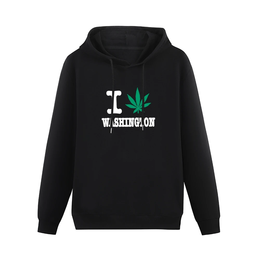 I Love Washington Cannabis Weed Pot Leaf Men Hoodie Without Pocket