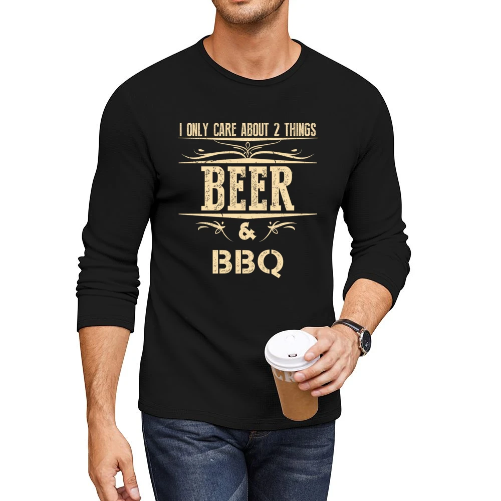 I Only Care About 2 Things Beer And Bbq Apron Men CrewNeck Long Sleeve T-Shirt