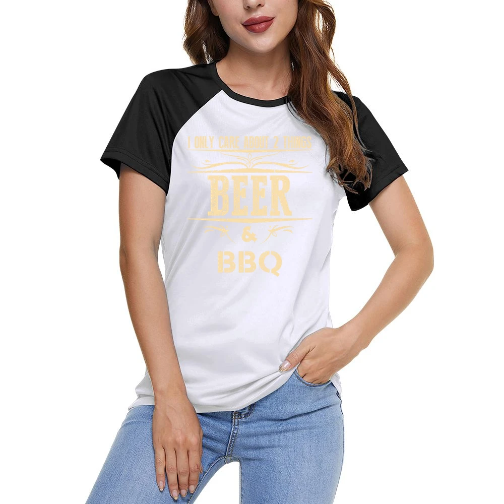 I Only Care About 2 Things Beer And Bbq Apron Women Ladies Short Sleeve T-Shirt