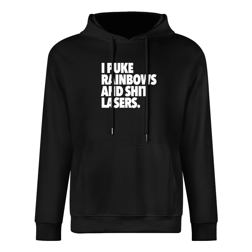 I Puke Rainbows And Shit Lasers Funny Cool Instagram Blog Graphic T Sh European Size Men Hoodie