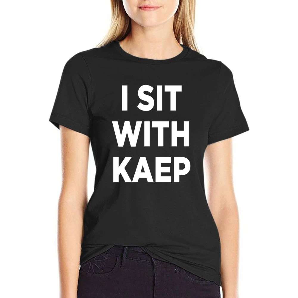 I Sit With Kaep Colin Kaepernick Support National Anthem Protest Footb US Size Women Ladies T-shirt
