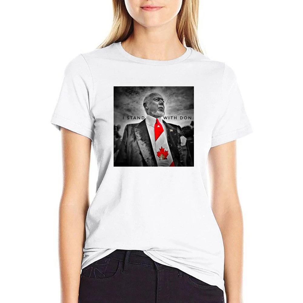 I Stand Don Cherry Fired Hockey Broadcaster Canadian Legend US Size Women Ladies T-shirt