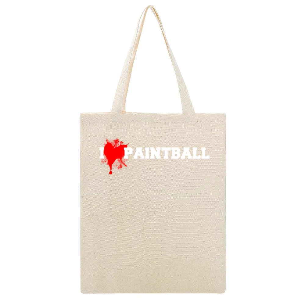 I heart Paintball Beige Canvas Tote Shopping Bag