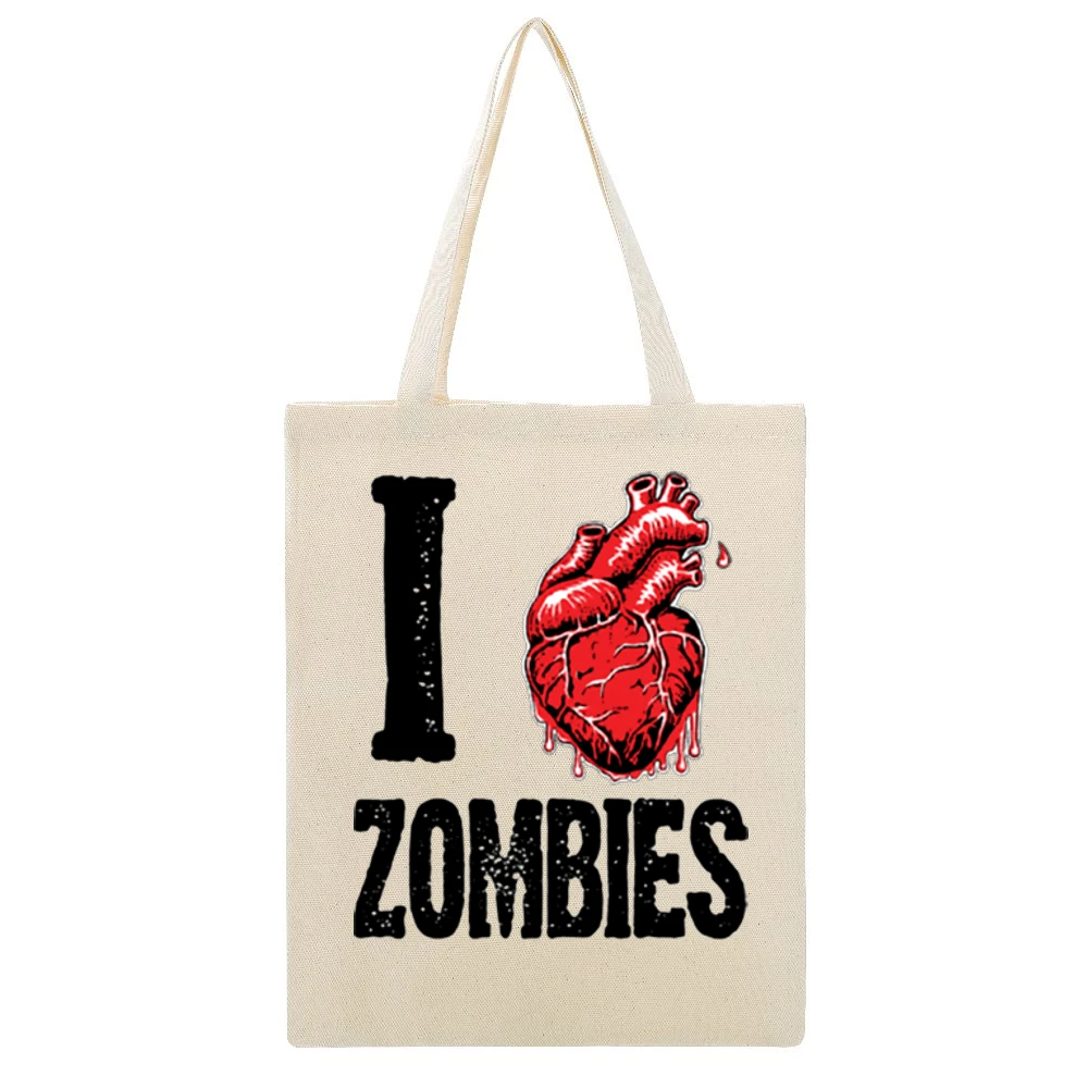 I heart Zombies - Living dead Creature lover Beige Canvas Tote Shopping Bag