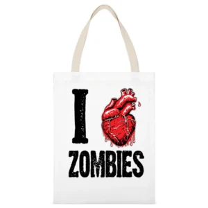 I heart Zombies - Living dead Creature lover White Canvas Tote Shopping Bag