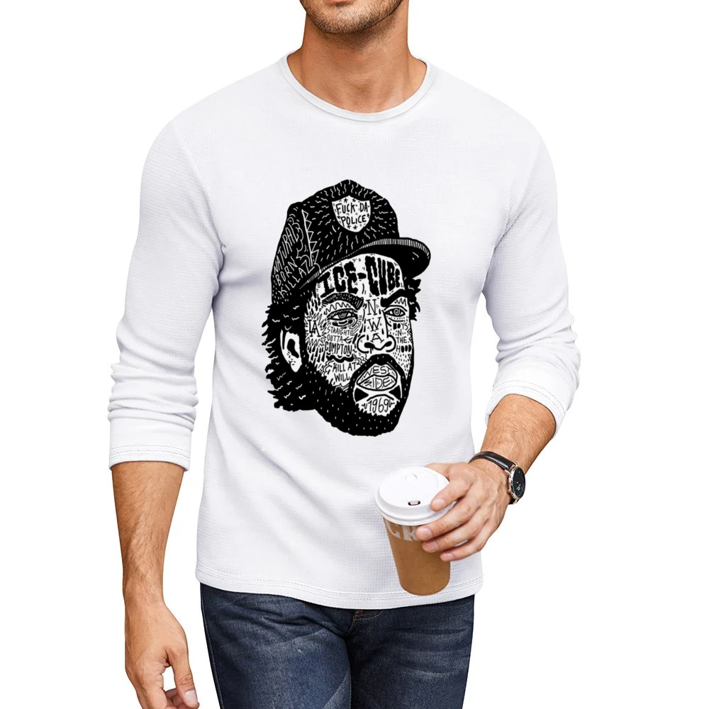 Ice Cube Face Tshirt Men CrewNeck Long Sleeve T-Shirt
