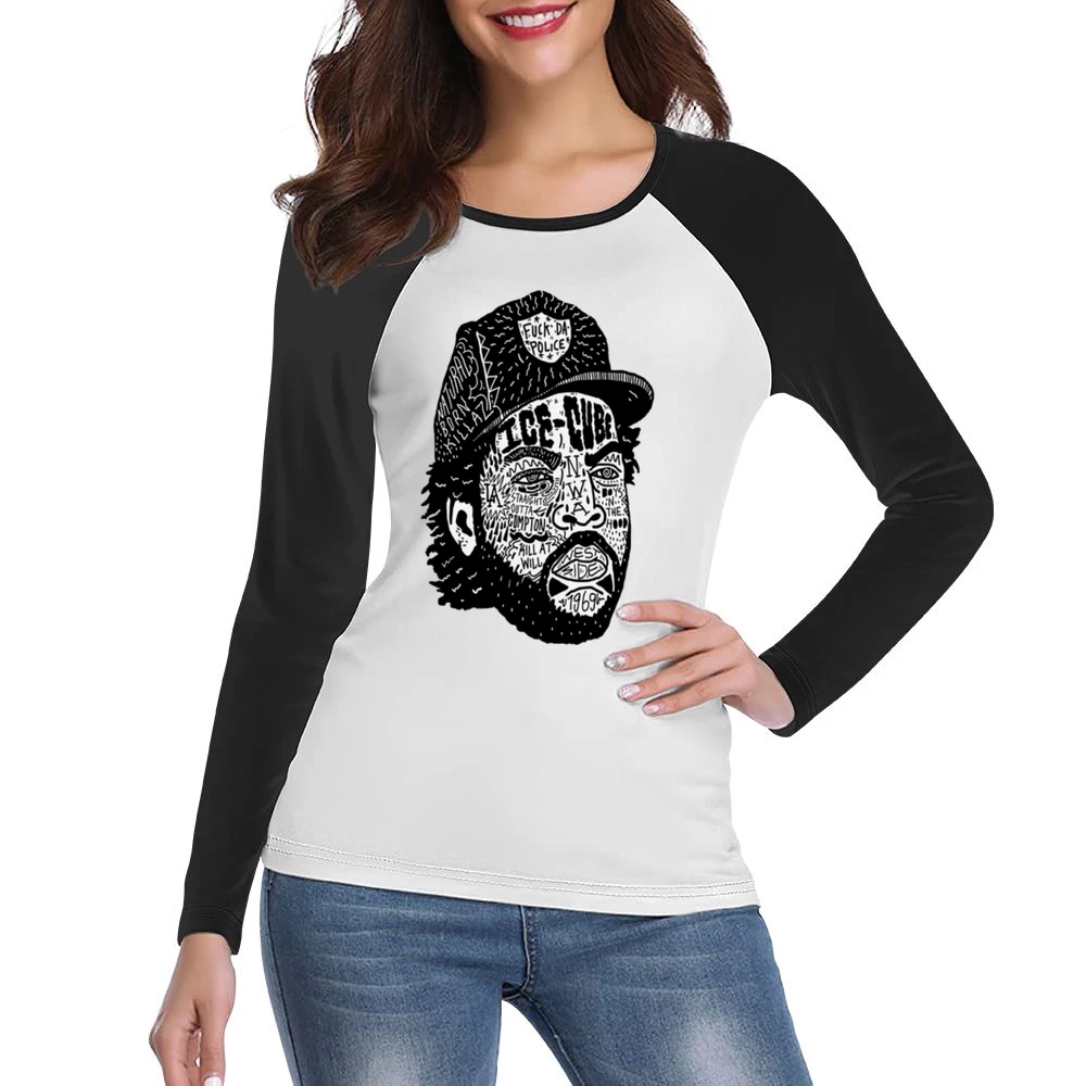 Ice Cube Face Tshirt Women Ladies Long Sleeve T-Shirt