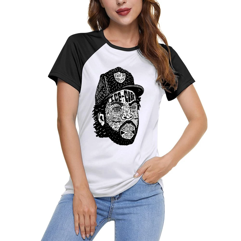 Ice Cube Face Tshirt Women Ladies Short Sleeve T-Shirt