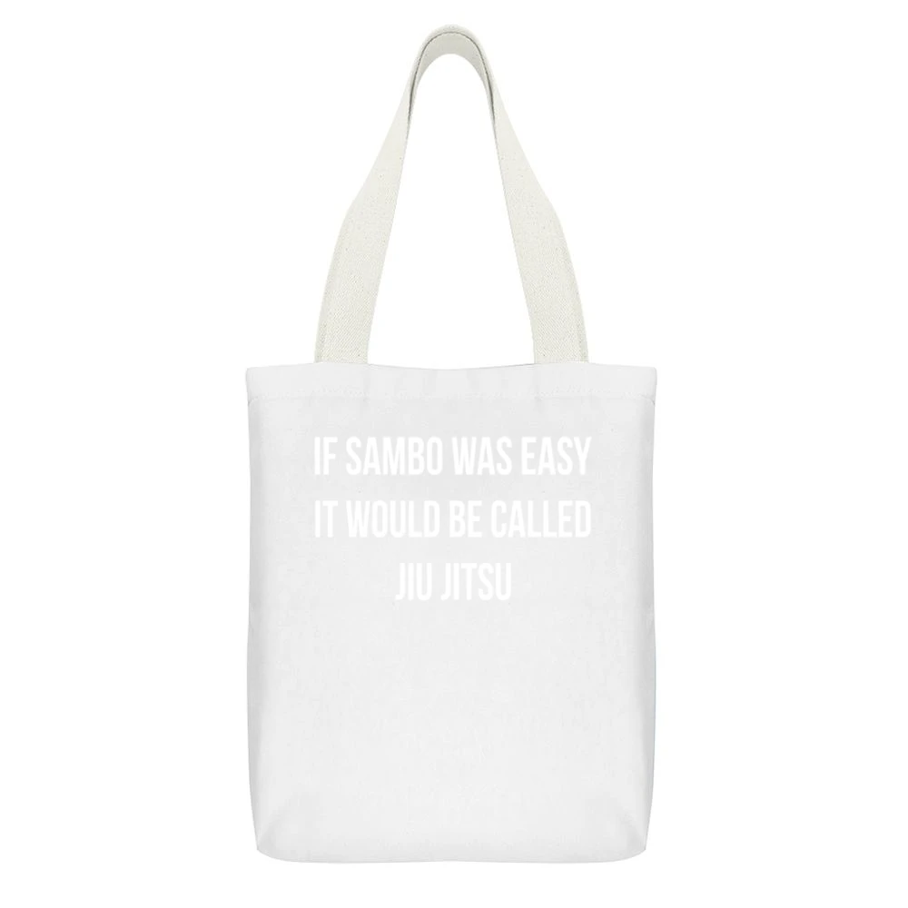 If Sambo Was Easy Would Be Called Jiu Jitsu Khabib Nurmagomedov Ufc T White Canvas Tote Shopping Bag With Interior Pocket