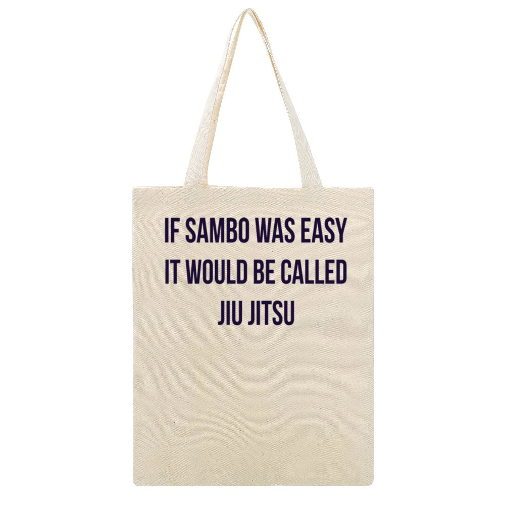 If Sambo Was Easy Would Be Called Jiu Jitsu Khabib Nurmagomedov Ufc Wh Beige Canvas Tote Shopping Bag