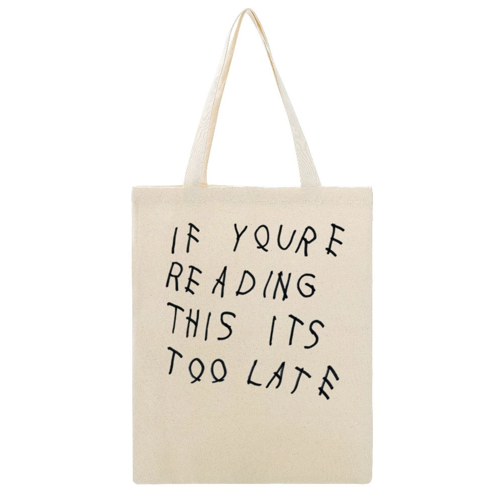 If Youre Reading This Its Too Late Funny Music Graphic Beige Canvas Tote Shopping Bag