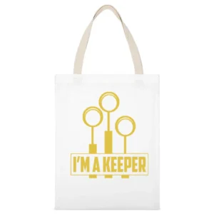 Im A Keeper Funny Harry Potter Quidditch Graphic White Canvas Tote Shopping Bag