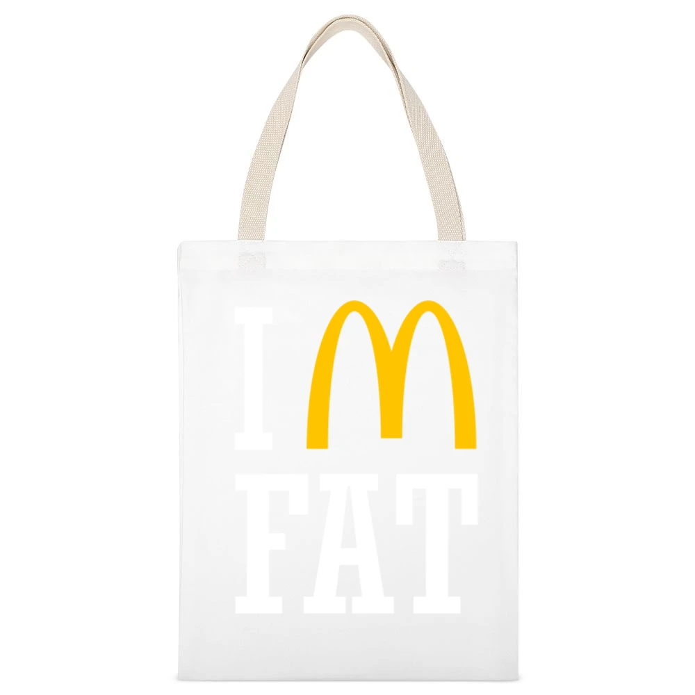 Im Fat Funny Fast Food White Canvas Tote Shopping Bag