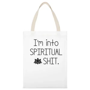 Im Into Spiritual Shit Funny Yogi Meditation Graphic Yoga Lotus Tee Sh White Canvas Tote Shopping Bag