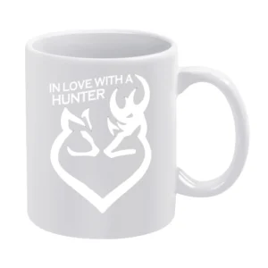 In Love With A Hunter Fun Cute Deer Heart Browning Graphic Tee Shirt White Mug