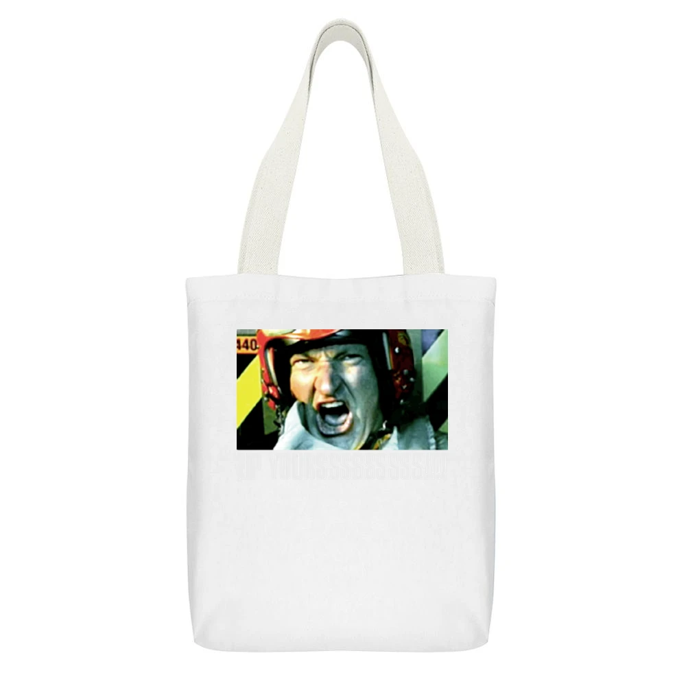 Independece Day Russell Casse Up Yourssssssss White Canvas Tote Shopping Bag With Interior Pocket