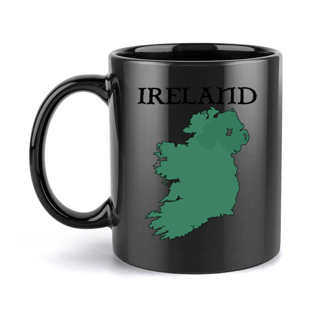Ireland Country Map With Northern Ireland Black Mug