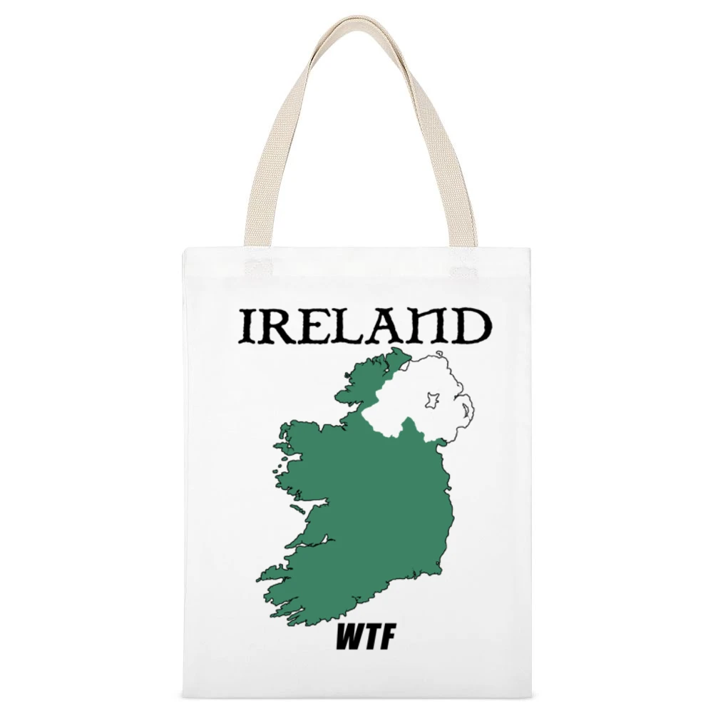 Ireland WTF Funny Parody Northern Ireland Boxing White Canvas Tote Shopping Bag