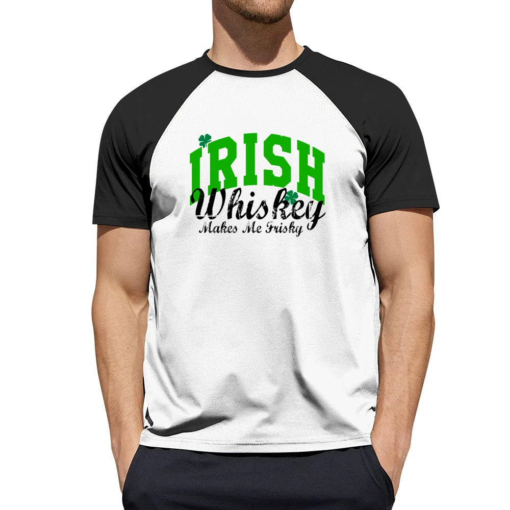 Irish Whiskey Makes Me Frisky Funny Tee Shirt Men Short Sleeve T-Shirt