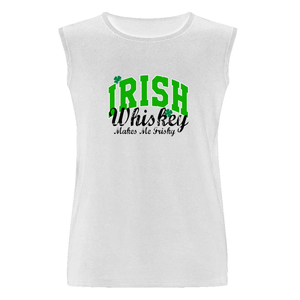 Irish Whiskey Makes Me Frisky Funny Tee Shirt Men Sleeveless T-Shirt