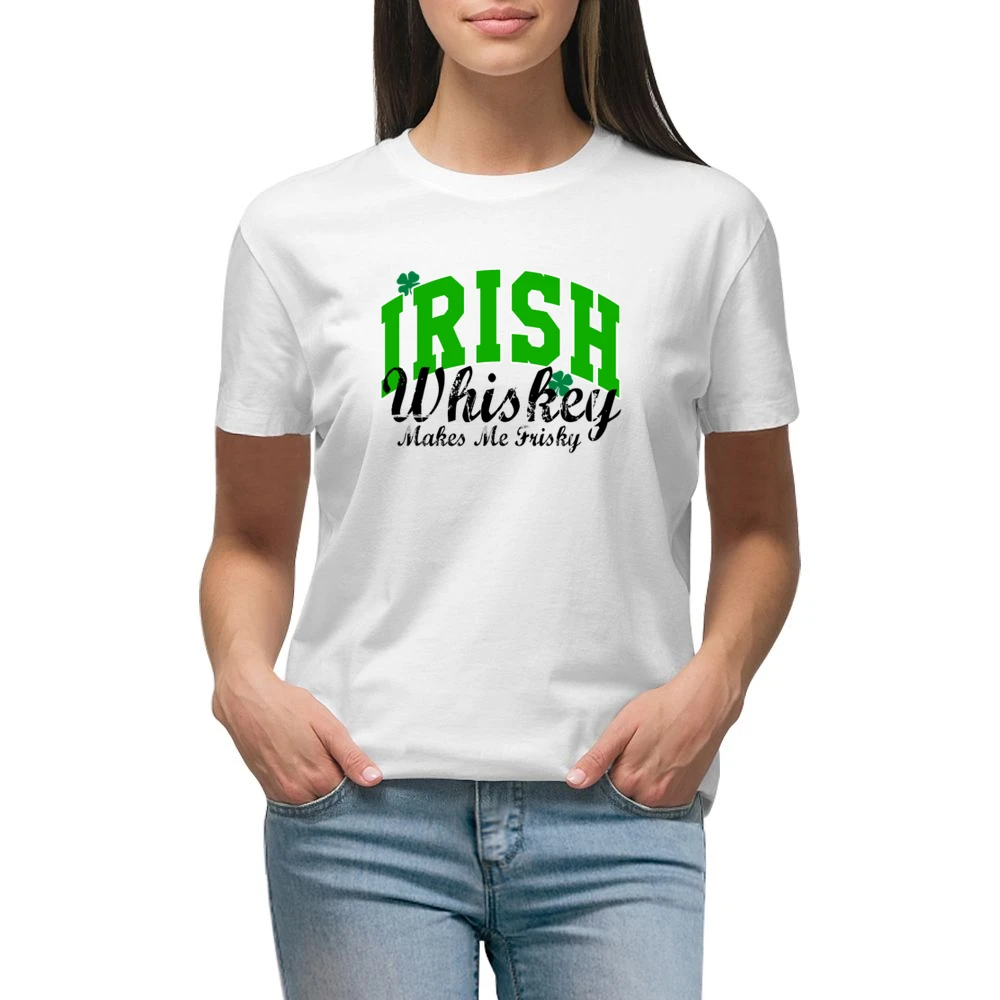 Irish Whiskey Makes Me Frisky Funny Tee Shirt Premium Women Ladies T-shirt
