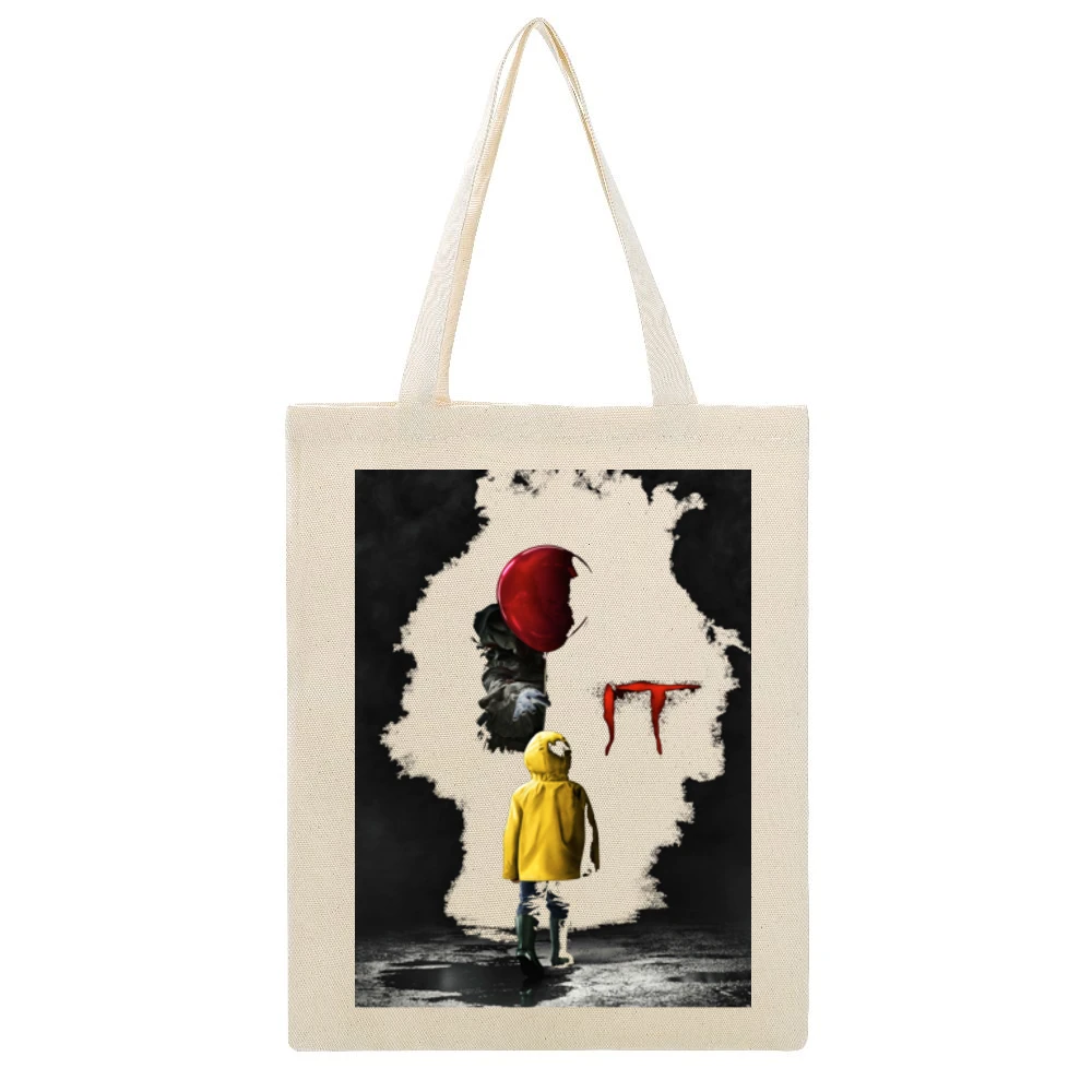 It The Movie T-shirt Beige Canvas Tote Shopping Bag