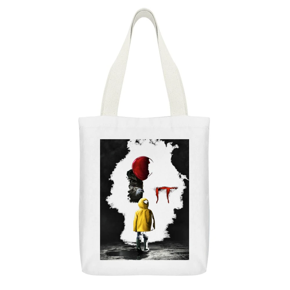 It The Movie T-shirt White Canvas Tote Shopping Bag With Interior Pocket