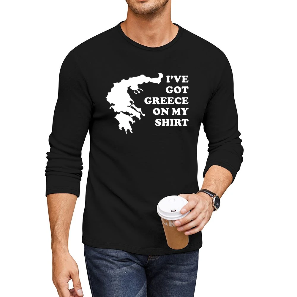 I've Got Greece On My Shirt Funny Men CrewNeck Long Sleeve T-Shirt